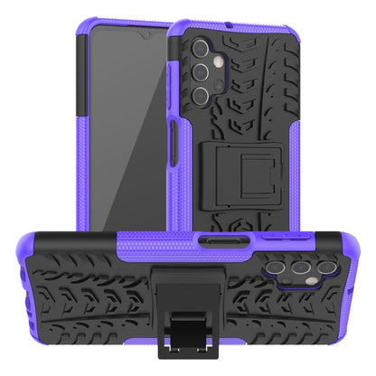 Tire Texture Shockproof TPU+PC Protective Case with Holder, For Samsung Galaxy A02s (US Edition), For Samsung Galaxy A32 5G