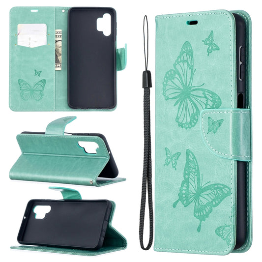Embossing Two Butterflies Pattern Horizontal Flip PU Leather Case with Holder & Card Slot & Wallet & Lanyard, For Samsung Galaxy A32 5G, For Samsung Galaxy A52 5G / 4G, For Samsung Galaxy A72 5G / 4G, For Xiaomi Poco M3, For Samsung Galaxy A72 5G / 4G 5G