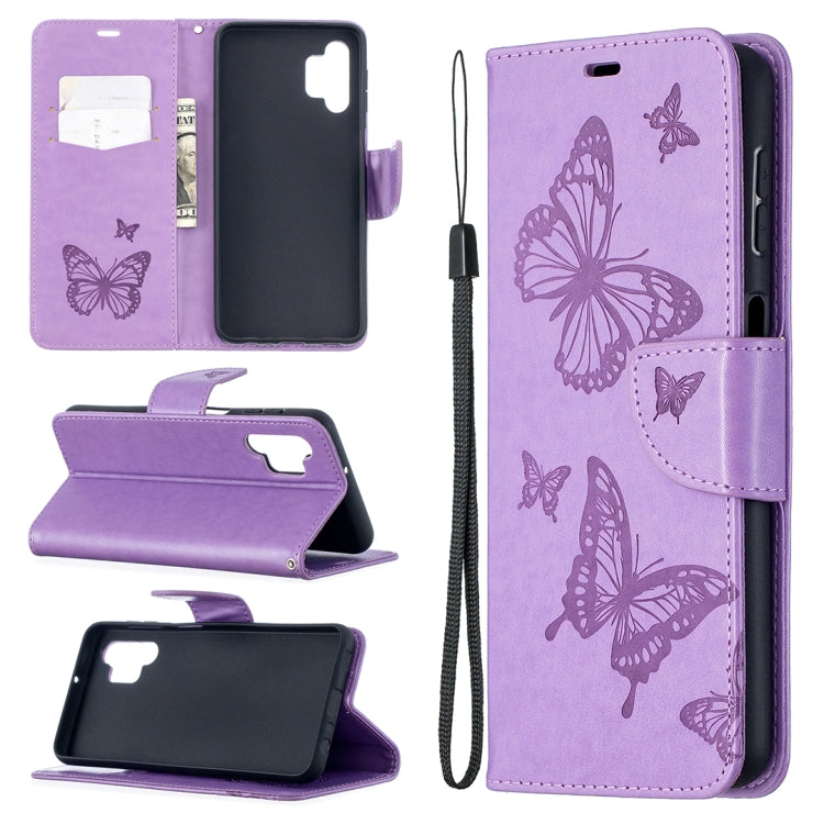 Embossing Two Butterflies Pattern Horizontal Flip PU Leather Case with Holder & Card Slot & Wallet & Lanyard, For Samsung Galaxy A32 5G, For Samsung Galaxy A52 5G / 4G, For Samsung Galaxy A72 5G / 4G, For Xiaomi Poco M3, For Samsung Galaxy A72 5G / 4G 5G