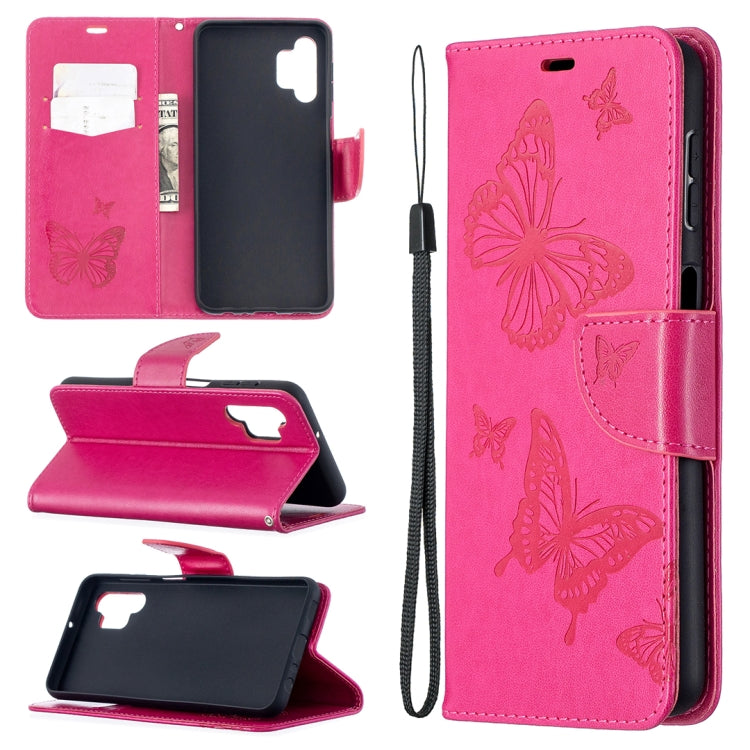 Embossing Two Butterflies Pattern Horizontal Flip PU Leather Case with Holder & Card Slot & Wallet & Lanyard, For Samsung Galaxy A32 5G, For Samsung Galaxy A52 5G / 4G, For Samsung Galaxy A72 5G / 4G, For Xiaomi Poco M3, For Samsung Galaxy A72 5G / 4G 5G
