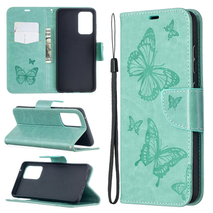 Embossing Two Butterflies Pattern Horizontal Flip PU Leather Case with Holder & Card Slot & Wallet & Lanyard, For Samsung Galaxy A32 5G, For Samsung Galaxy A52 5G / 4G, For Samsung Galaxy A72 5G / 4G, For Xiaomi Poco M3, For Samsung Galaxy A72 5G / 4G 5G