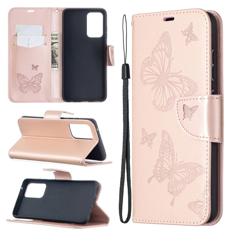 Embossing Two Butterflies Pattern Horizontal Flip PU Leather Case with Holder & Card Slot & Wallet & Lanyard, For Samsung Galaxy A32 5G, For Samsung Galaxy A52 5G / 4G, For Samsung Galaxy A72 5G / 4G, For Xiaomi Poco M3, For Samsung Galaxy A72 5G / 4G 5G