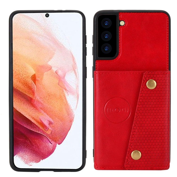 Double Buckle PU + TPU Shockproof Magnetic Protective Case with Card Slot & Holder, For Samsung Galaxy S21 5G, For Samsung Galaxy S21+ 5G, For Samsung Galaxy S21 Ultra 5G