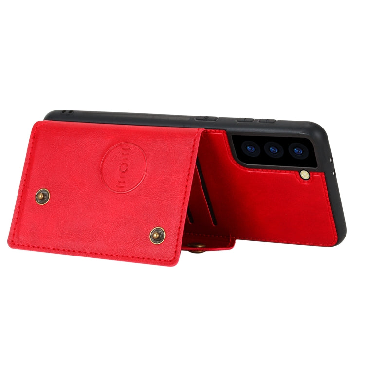 Double Buckle PU + TPU Shockproof Magnetic Protective Case with Card Slot & Holder, For Samsung Galaxy S21 5G, For Samsung Galaxy S21+ 5G, For Samsung Galaxy S21 Ultra 5G
