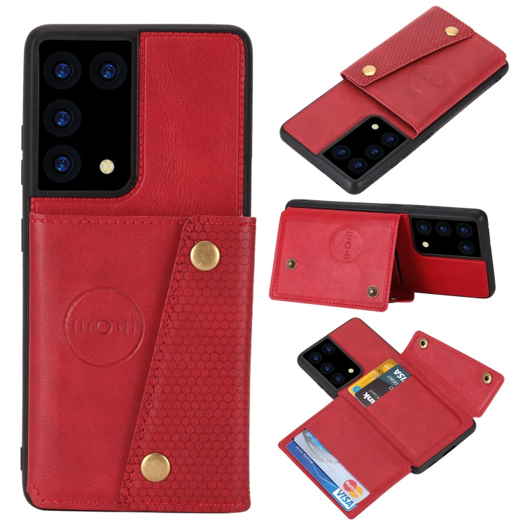 Double Buckle PU + TPU Shockproof Magnetic Protective Case with Card Slot & Holder, For Samsung Galaxy S21 5G, For Samsung Galaxy S21+ 5G, For Samsung Galaxy S21 Ultra 5G