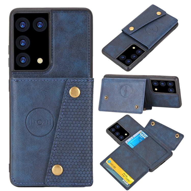 Double Buckle PU + TPU Shockproof Magnetic Protective Case with Card Slot & Holder, For Samsung Galaxy S21 5G, For Samsung Galaxy S21+ 5G, For Samsung Galaxy S21 Ultra 5G