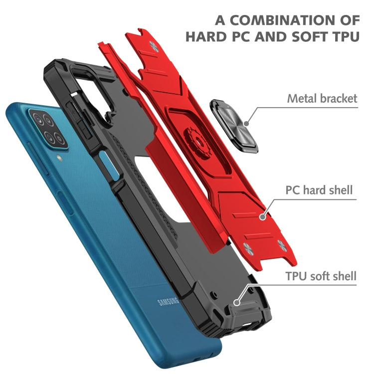 Magnetic Armor Shockproof TPU + PC Case with Metal Ring Holder, For Samsung Galaxy A12