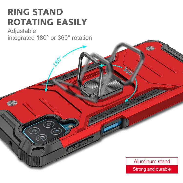 Magnetic Armor Shockproof TPU + PC Case with Metal Ring Holder, For Samsung Galaxy A12