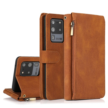 Skin-feel Crazy Horse Texture Zipper Wallet Bag Horizontal Flip Leather Case with Holder & Card Slots & Wallet & Lanyard, For Samsung Galaxy S20, For Samsung Galaxy S20+, For Samsung Galaxy S20 Ultra, For Samsung Galaxy S20 FE 5G�����������������������...