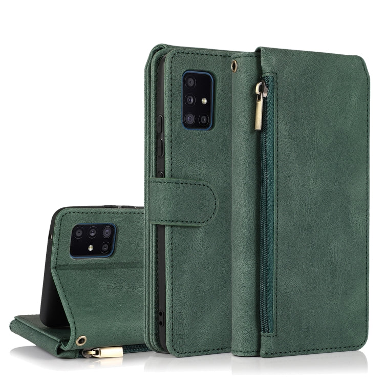 Skin-feel Crazy Horse Texture Zipper Wallet Bag Horizontal Flip Leather Case with Holder & Card Slots & Wallet & Lanyard, For Samsung Galaxy A51, For Samsung Galaxy A51 5G, For Samsung Galaxy A52 5G, For Samsung Galaxy A70, For Samsung Galaxy A71������...