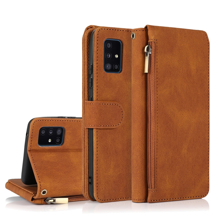 Skin-feel Crazy Horse Texture Zipper Wallet Bag Horizontal Flip Leather Case with Holder & Card Slots & Wallet & Lanyard, For Samsung Galaxy A51, For Samsung Galaxy A51 5G, For Samsung Galaxy A52 5G, For Samsung Galaxy A70, For Samsung Galaxy A71������...