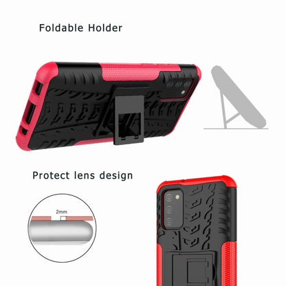 Tire Texture Shockproof TPU+PC Protective Case with Holder, For Samsung Galaxy A02s (EU Version), For Samsung Galaxy 02s (EU Version)