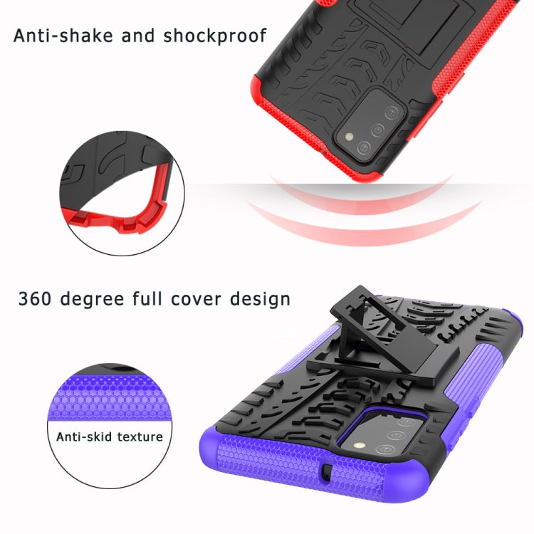 Tire Texture Shockproof TPU+PC Protective Case with Holder, For Samsung Galaxy A02s (EU Version), For Samsung Galaxy 02s (EU Version)