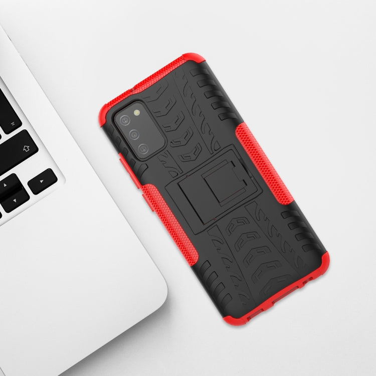 Tire Texture Shockproof TPU+PC Protective Case with Holder, For Samsung Galaxy A02s (EU Version), For Samsung Galaxy 02s (EU Version)