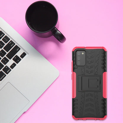 Tire Texture Shockproof TPU+PC Protective Case with Holder, For Samsung Galaxy A02s (EU Version), For Samsung Galaxy 02s (EU Version)
