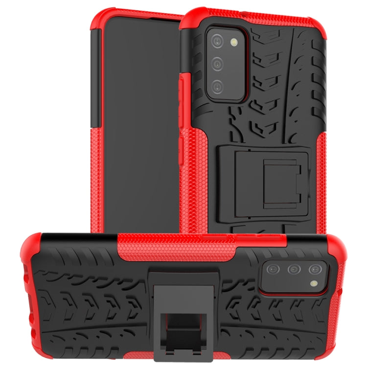 Tire Texture Shockproof TPU+PC Protective Case with Holder, For Samsung Galaxy A02s (EU Version), For Samsung Galaxy 02s (EU Version)