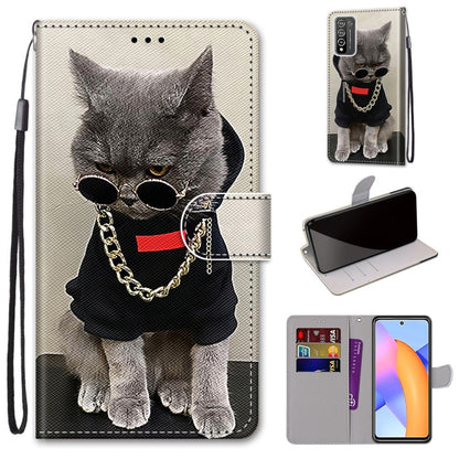 Coloured Drawing Cross Texture Horizontal Flip PU Leather Case with Holder & Card Slots & Wallet & Lanyard