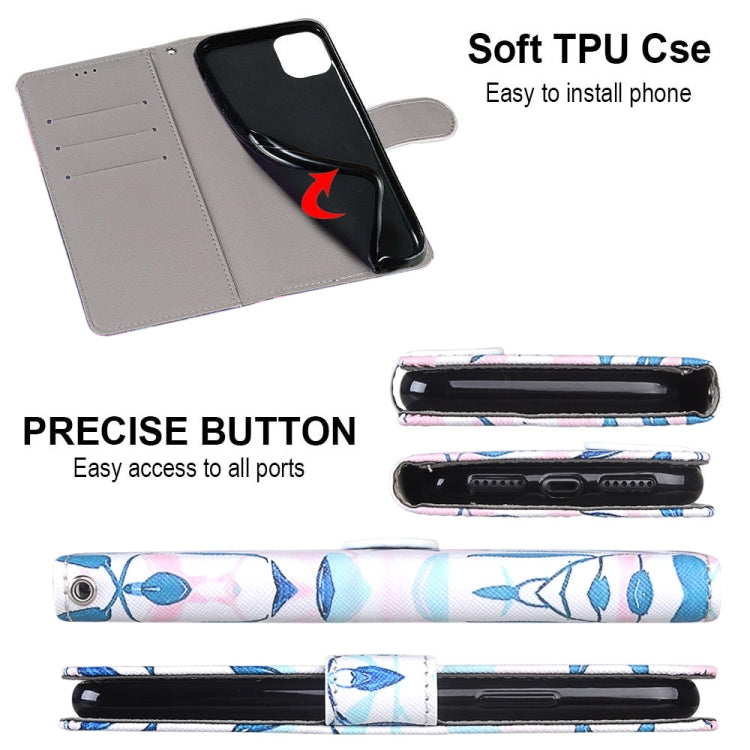 Coloured Drawing Cross Texture Horizontal Flip PU Leather Case with Holder & Card Slots & Wallet & Lanyard