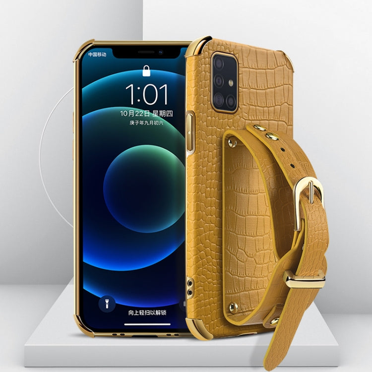 Electroplated TPU Crocodile Pattern Leather Case with Wrist Strap, For Samsung Galaxy A51 4G, For Samsung Galaxy A71 4G, For Samsung Galaxy S20, For Samsung Galaxy S20+, For Samsung Galaxy S20 Ultra