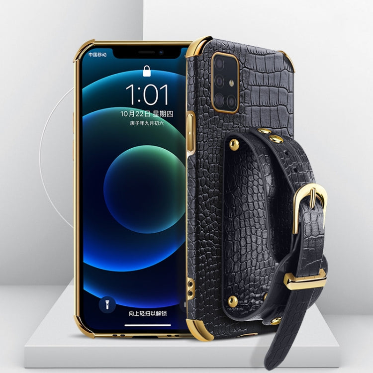 Electroplated TPU Crocodile Pattern Leather Case with Wrist Strap, For Samsung Galaxy A51 4G, For Samsung Galaxy A71 4G, For Samsung Galaxy S20, For Samsung Galaxy S20+, For Samsung Galaxy S20 Ultra