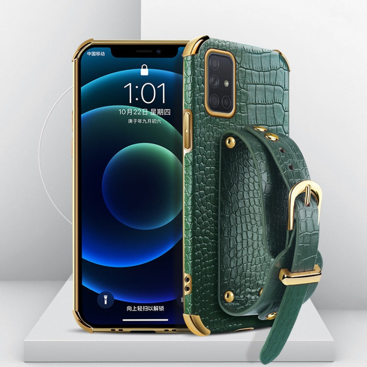 Electroplated TPU Crocodile Pattern Leather Case with Wrist Strap, For Samsung Galaxy A51 4G, For Samsung Galaxy A71 4G, For Samsung Galaxy S20, For Samsung Galaxy S20+, For Samsung Galaxy S20 Ultra