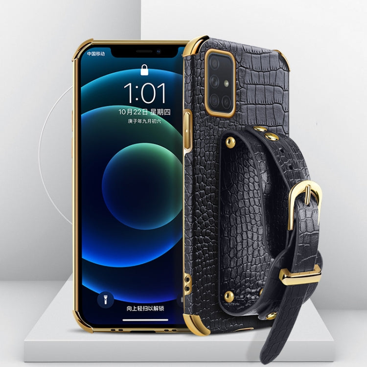 Electroplated TPU Crocodile Pattern Leather Case with Wrist Strap, For Samsung Galaxy A51 4G, For Samsung Galaxy A71 4G, For Samsung Galaxy S20, For Samsung Galaxy S20+, For Samsung Galaxy S20 Ultra