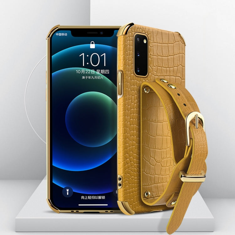 Electroplated TPU Crocodile Pattern Leather Case with Wrist Strap, For Samsung Galaxy A51 4G, For Samsung Galaxy A71 4G, For Samsung Galaxy S20, For Samsung Galaxy S20+, For Samsung Galaxy S20 Ultra