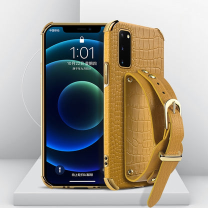 Electroplated TPU Crocodile Pattern Leather Case with Wrist Strap, For Samsung Galaxy A51 4G, For Samsung Galaxy A71 4G, For Samsung Galaxy S20, For Samsung Galaxy S20+, For Samsung Galaxy S20 Ultra