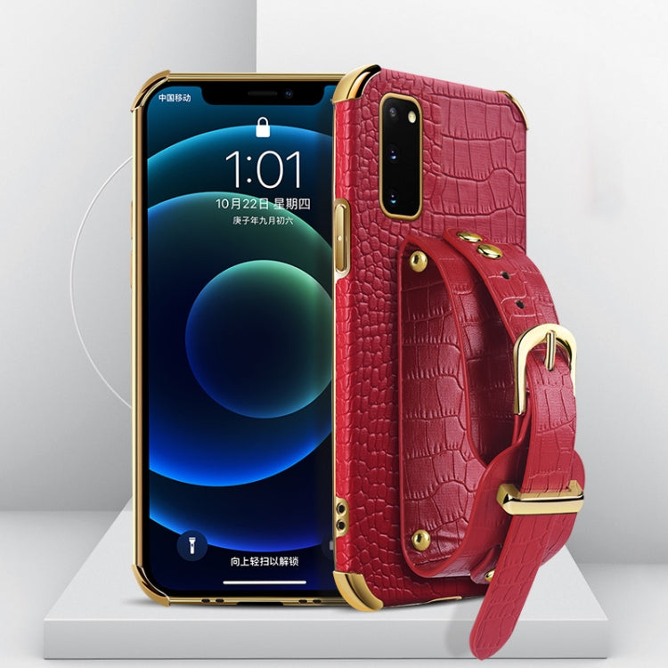 Electroplated TPU Crocodile Pattern Leather Case with Wrist Strap, For Samsung Galaxy A51 4G, For Samsung Galaxy A71 4G, For Samsung Galaxy S20, For Samsung Galaxy S20+, For Samsung Galaxy S20 Ultra