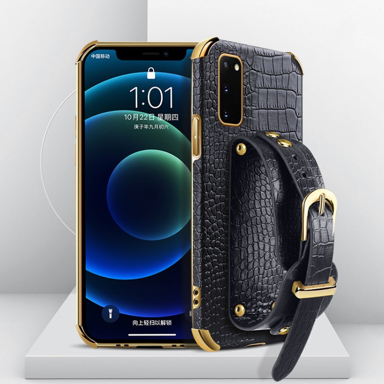 Electroplated TPU Crocodile Pattern Leather Case with Wrist Strap, For Samsung Galaxy A51 4G, For Samsung Galaxy A71 4G, For Samsung Galaxy S20, For Samsung Galaxy S20+, For Samsung Galaxy S20 Ultra