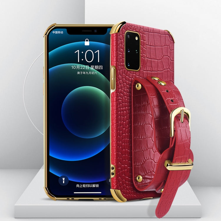 Electroplated TPU Crocodile Pattern Leather Case with Wrist Strap, For Samsung Galaxy A51 4G, For Samsung Galaxy A71 4G, For Samsung Galaxy S20, For Samsung Galaxy S20+, For Samsung Galaxy S20 Ultra
