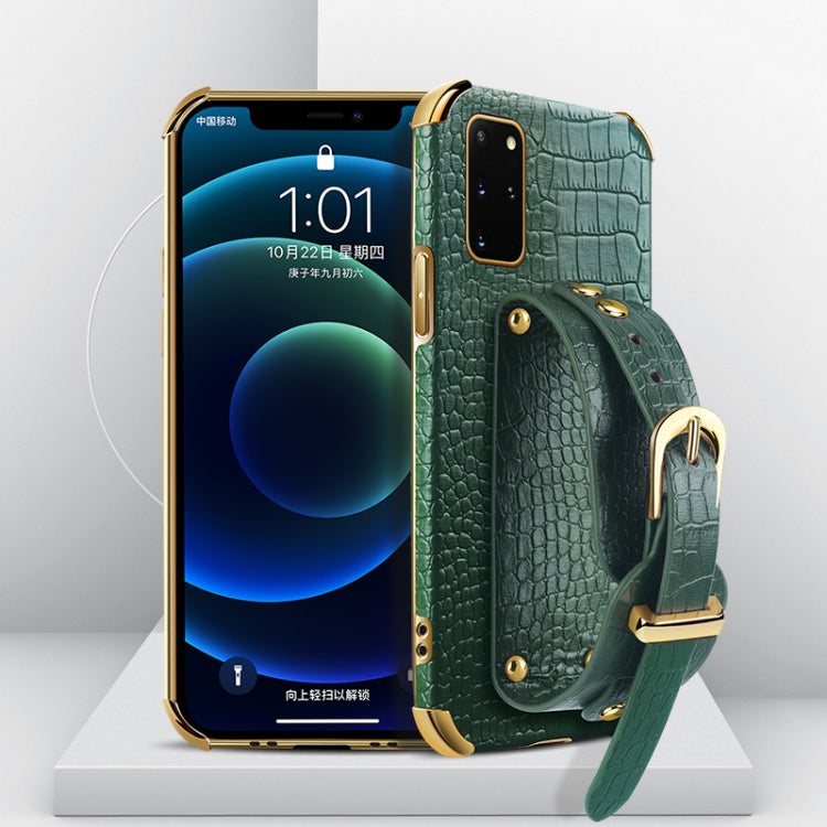 Electroplated TPU Crocodile Pattern Leather Case with Wrist Strap, For Samsung Galaxy A51 4G, For Samsung Galaxy A71 4G, For Samsung Galaxy S20, For Samsung Galaxy S20+, For Samsung Galaxy S20 Ultra