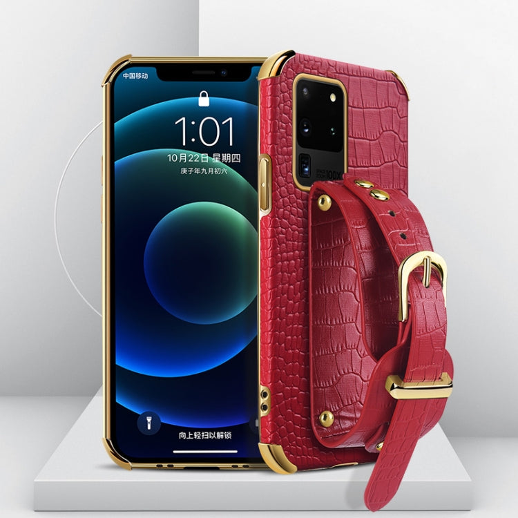Electroplated TPU Crocodile Pattern Leather Case with Wrist Strap, For Samsung Galaxy A51 4G, For Samsung Galaxy A71 4G, For Samsung Galaxy S20, For Samsung Galaxy S20+, For Samsung Galaxy S20 Ultra