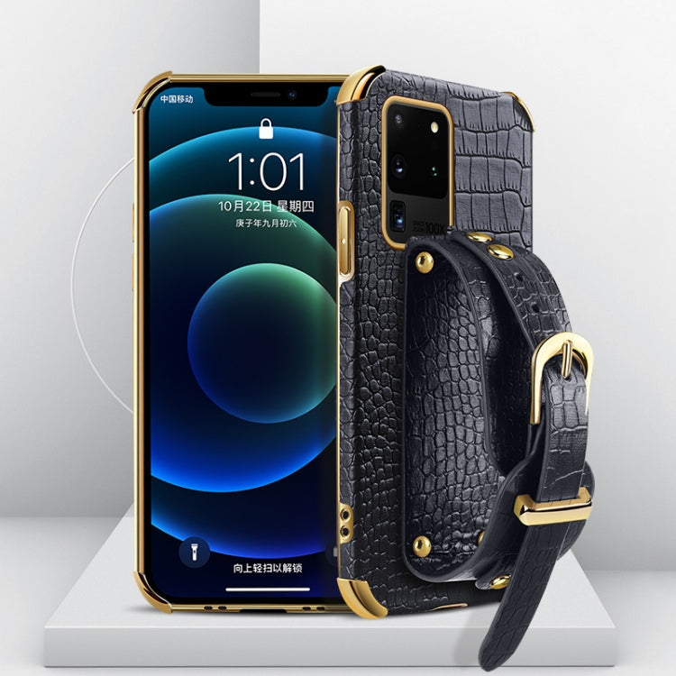 Electroplated TPU Crocodile Pattern Leather Case with Wrist Strap, For Samsung Galaxy A51 4G, For Samsung Galaxy A71 4G, For Samsung Galaxy S20, For Samsung Galaxy S20+, For Samsung Galaxy S20 Ultra