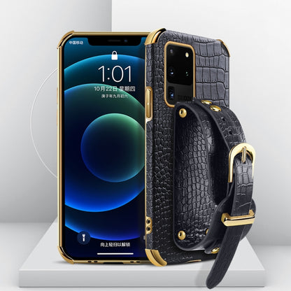 Electroplated TPU Crocodile Pattern Leather Case with Wrist Strap, For Samsung Galaxy A51 4G, For Samsung Galaxy A71 4G, For Samsung Galaxy S20, For Samsung Galaxy S20+, For Samsung Galaxy S20 Ultra