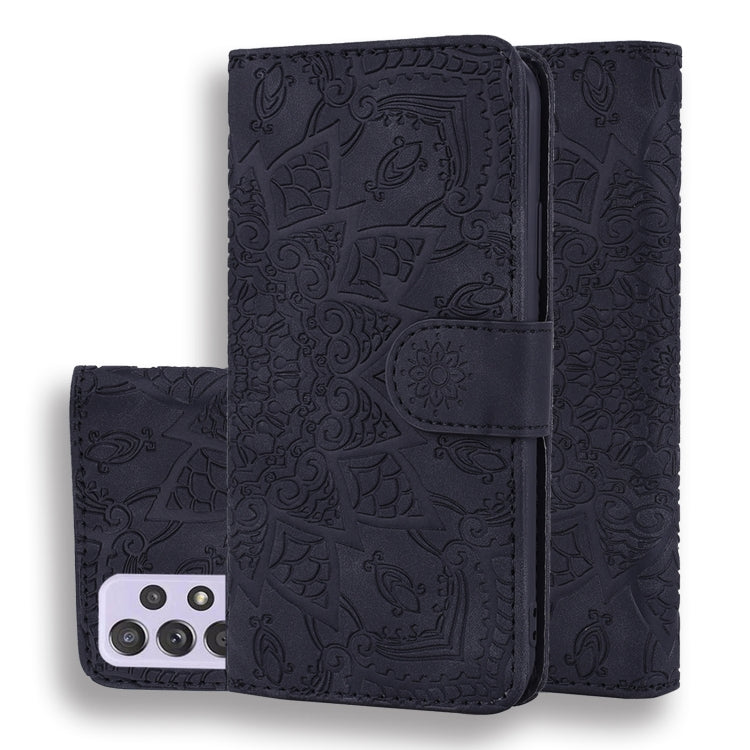 Embossed Sunflower Pattern Horizontal Flip PU Leather Case with Holder & Card Slots & Wallet & Lanyard, For Samsung Galaxy A12, For Samsung Galaxy A52 5G / 4G, For Samsung Galaxy A72 5G / 4G, For SamsungGalaxy A72 5G / 4G