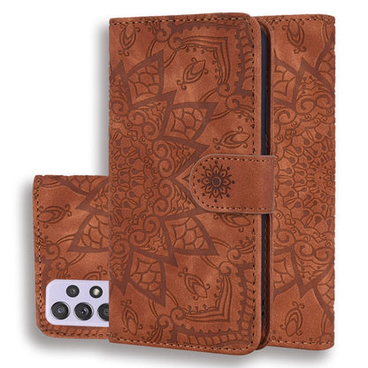 Embossed Sunflower Pattern Horizontal Flip PU Leather Case with Holder & Card Slots & Wallet & Lanyard, For Samsung Galaxy A12, For Samsung Galaxy A52 5G / 4G, For Samsung Galaxy A72 5G / 4G, For SamsungGalaxy A72 5G / 4G