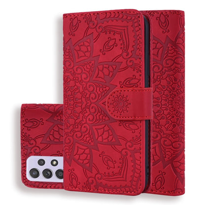 Embossed Sunflower Pattern Horizontal Flip PU Leather Case with Holder & Card Slots & Wallet & Lanyard, For Samsung Galaxy A12, For Samsung Galaxy A52 5G / 4G, For Samsung Galaxy A72 5G / 4G, For SamsungGalaxy A72 5G / 4G