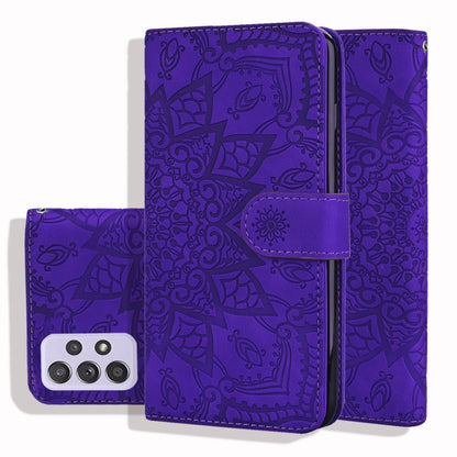 Embossed Sunflower Pattern Horizontal Flip PU Leather Case with Holder & Card Slots & Wallet & Lanyard, For Samsung Galaxy A12, For Samsung Galaxy A52 5G / 4G, For Samsung Galaxy A72 5G / 4G, For SamsungGalaxy A72 5G / 4G
