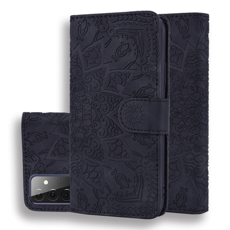 Embossed Sunflower Pattern Horizontal Flip PU Leather Case with Holder & Card Slots & Wallet & Lanyard, For Samsung Galaxy A12, For Samsung Galaxy A52 5G / 4G, For Samsung Galaxy A72 5G / 4G, For SamsungGalaxy A72 5G / 4G