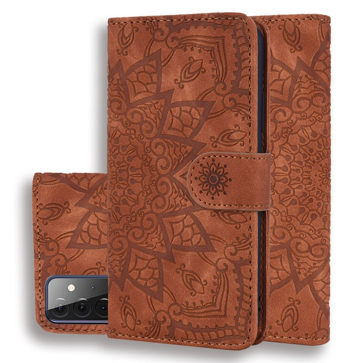 Embossed Sunflower Pattern Horizontal Flip PU Leather Case with Holder & Card Slots & Wallet & Lanyard, For Samsung Galaxy A12, For Samsung Galaxy A52 5G / 4G, For Samsung Galaxy A72 5G / 4G, For SamsungGalaxy A72 5G / 4G