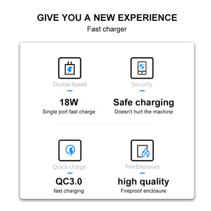 WK WP-U57 Max 18W Maxspeed QC3.0 Fast Charger +  USB to Micro USB Data Cable, US Plug, EU Plug, UK Plug