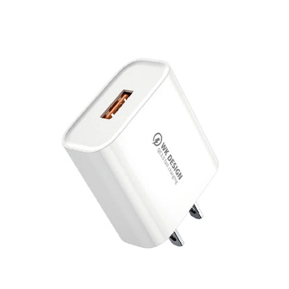 WK WP-U57 Max 18W Maxspeed QC3.0 Fast Charger + USB to 8 Pin Data Cable, US Plug, EU Plug, UK Plug