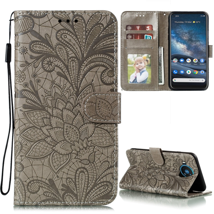 Lace Flower Embossing Pattern Horizontal Flip Leather Case with Holder & Card Slots & Wallet & Photo Frame, For Samsung Galaxy A02 / M02 (EU), For Samsung Galaxy A32 4G, For Samsung Galaxy F62 / M62, For LG Stylo 7 5G, For Nokia 5.4, For Nokia 8.3 5G