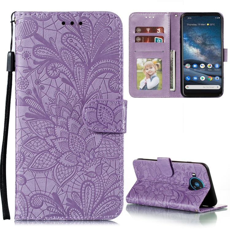 Lace Flower Embossing Pattern Horizontal Flip Leather Case with Holder & Card Slots & Wallet & Photo Frame, For Samsung Galaxy A02 / M02 (EU), For Samsung Galaxy A32 4G, For Samsung Galaxy F62 / M62, For LG Stylo 7 5G, For Nokia 5.4, For Nokia 8.3 5G