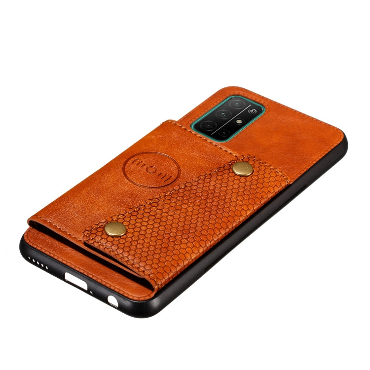 Double Buckle PU + TPU Shockproof Magnetic Protective Case with Card Slots & Holder, For Samsung Galaxy A32 5G