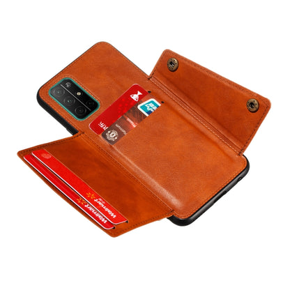 Double Buckle PU + TPU Shockproof Magnetic Protective Case with Card Slots & Holder, For Samsung Galaxy A32 5G