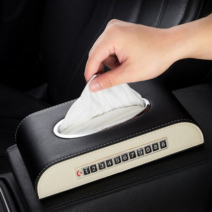 Universal Car Tissue Box with Temporary Parking Phone Number Card