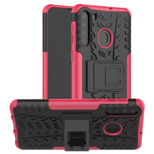 For Samsung Galaxy A21 (US Version) Tire Texture Shockproof TPU+PC Protective Case with Holder, For Samsung Galaxy A21 (US Version)