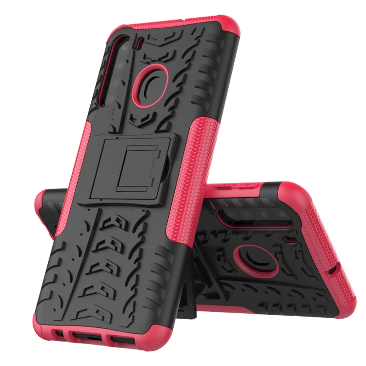For Samsung Galaxy A21 (US Version) Tire Texture Shockproof TPU+PC Protective Case with Holder, For Samsung Galaxy A21 (US Version)